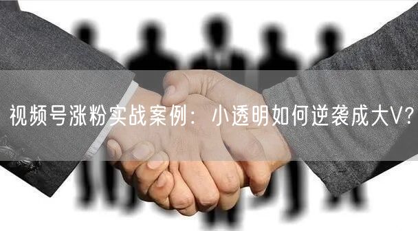 视频号涨粉实战案例：小透明如何逆袭成大V？