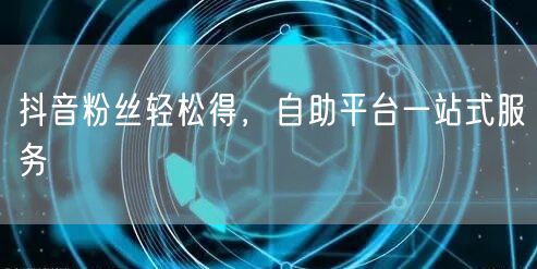 抖音粉丝轻松得，自助平台一站式服务